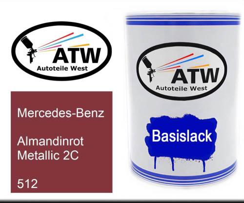 Mercedes-Benz, Almandinrot Metallic 2C, 512: 500ml Lackdose, von ATW Autoteile West.